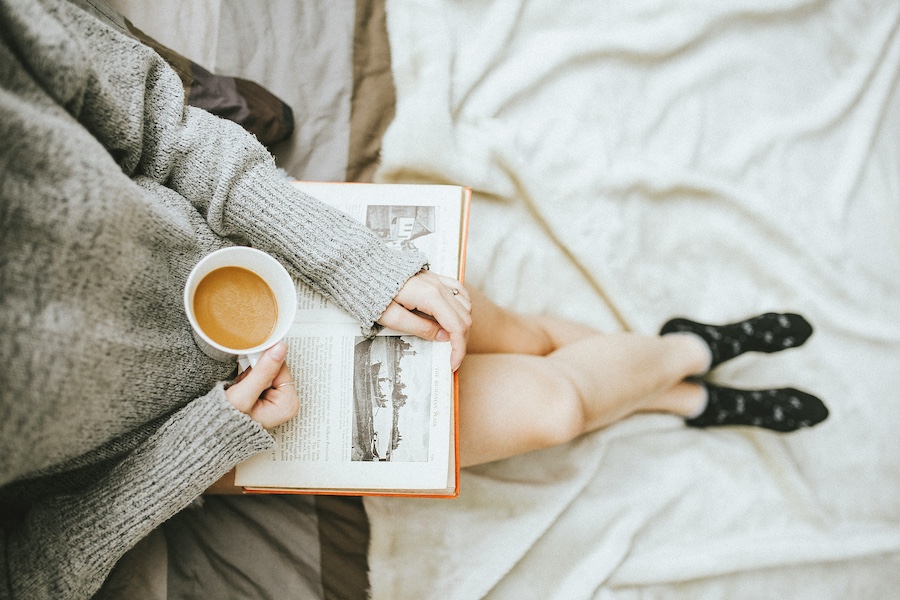 woman reading a book